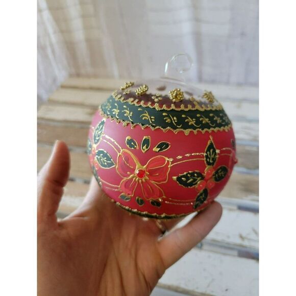 Hand painted flower ball glass ornaments - Picture 1 of 8